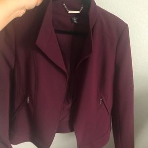 White House Black Market Maroon Dress Coat Jacket 14